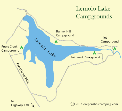 Lemolo Lake Campgrounds Map, Oregon