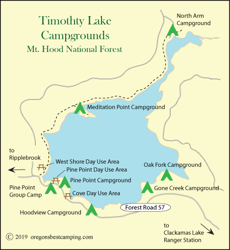 Timothy Lake CAmpground map, showing Hoodview Campground, Oregon