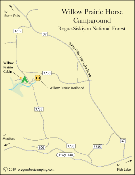 map of Willow Prairie Horse Campground, Rogue River-Siskiyou National Forest, OR