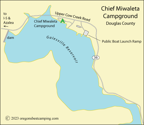 Galesville Reservoir Map, Douglas County, Oregon