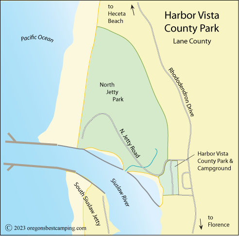 Harbor Vista Park area map, Lane County, Oregon