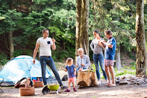 stock photo family camping