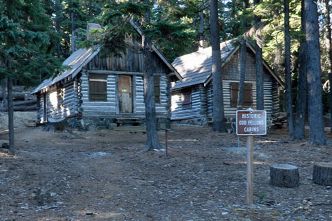 historic cabins, Newberry Group Camp, Newberry National Volcanic Monument, Oregon
