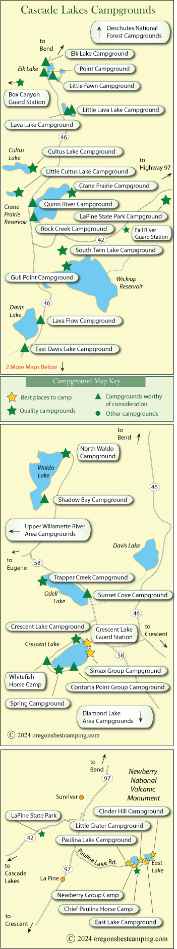 map of campgrounds around the upper Willamette River, Oregon